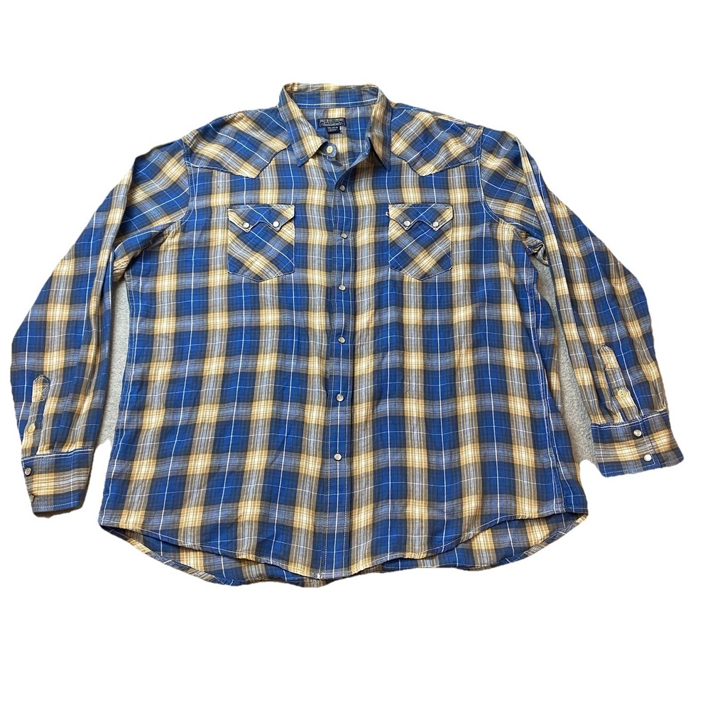 Vintage Polo Jeans Ralph Lauren Western Pearl Snap Shirt Button Plaid Mens 2XL